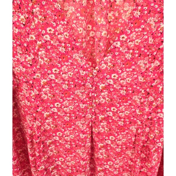 Cynthia Rowley 2X Pink Floral V-Neck Blouse Flutter Sleeve Flowy Fit Plus Size - Picture 4 of 8
